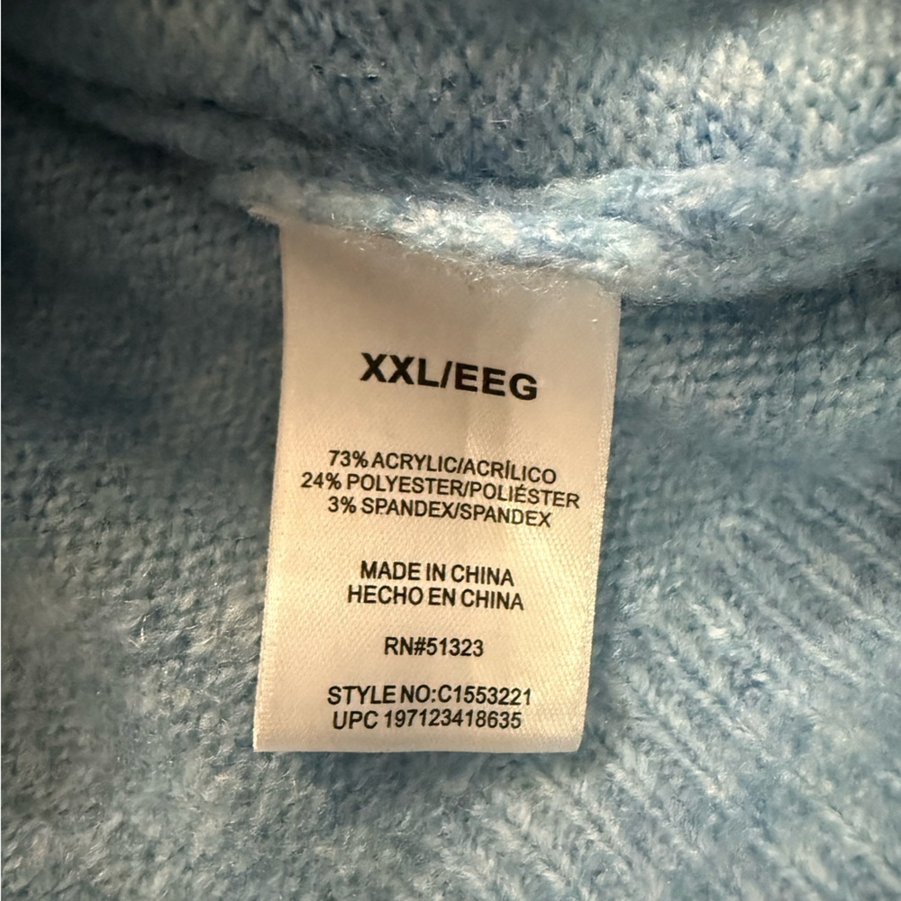 Vince Camuto Light Blue Turtleneck Sweater XXL Soft Knit Cozy Pullover - Picture 3 of 4